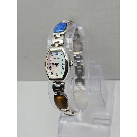 Gem Time Sterling Silver Quartz Gemstone Bracelet Watch Lapis New Battery 925 - Picture 2 of 11